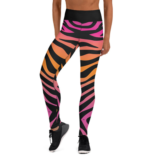 Pink and Orange Tiger Print Yoga Leggings