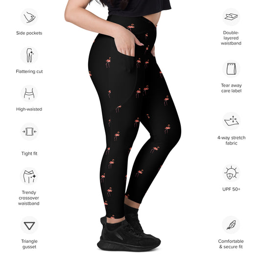 Flamingo Crossover leggings with pockets