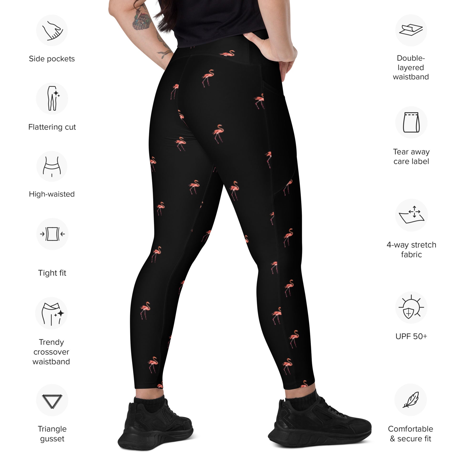 Flamingo Crossover leggings with pockets – In-Exterior Pro Designs LLC