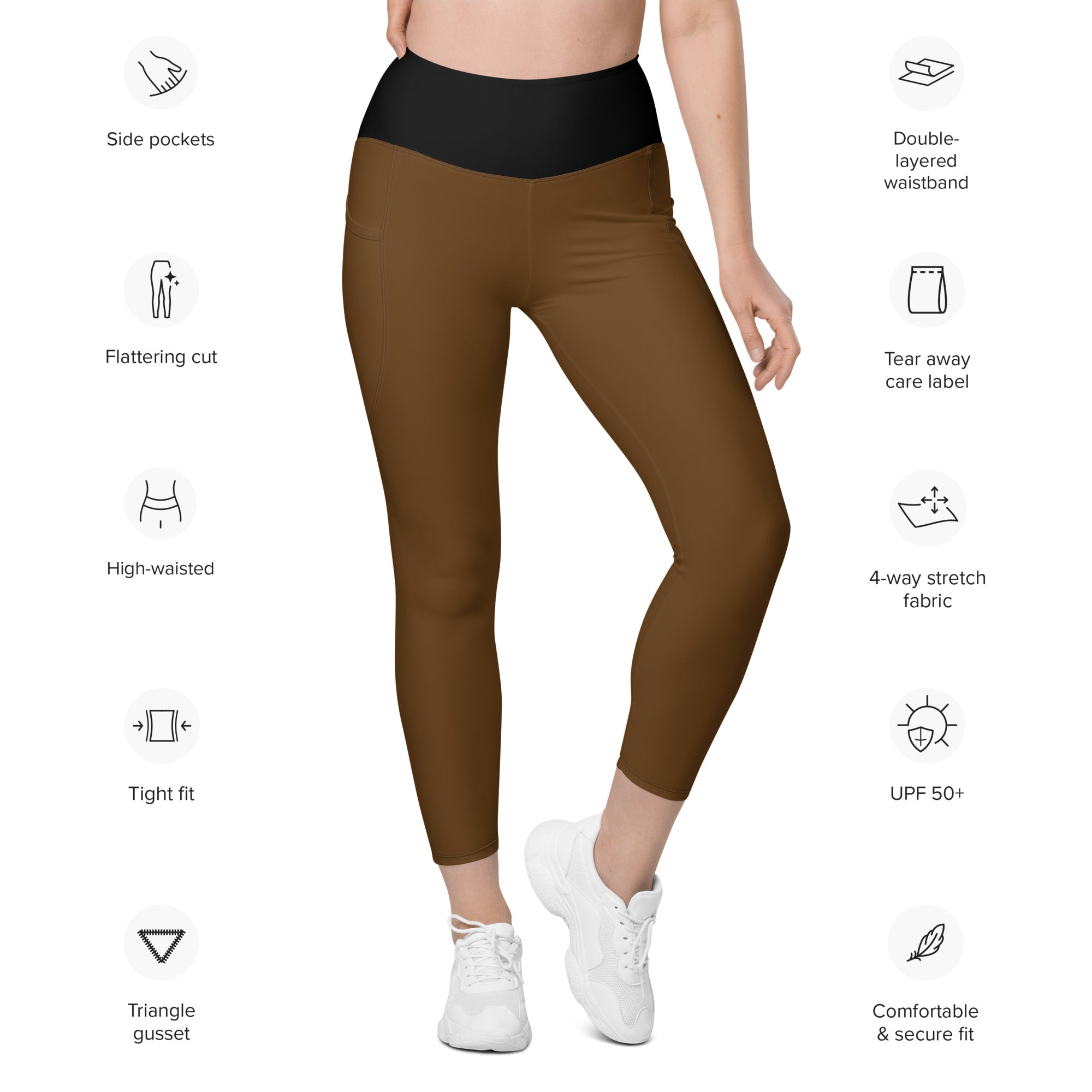 Bravo! Womens Leggings High Waisted Soft Black Leggings Yoga Pants for  Workout 2 pc Black and Brown - Walmart.com